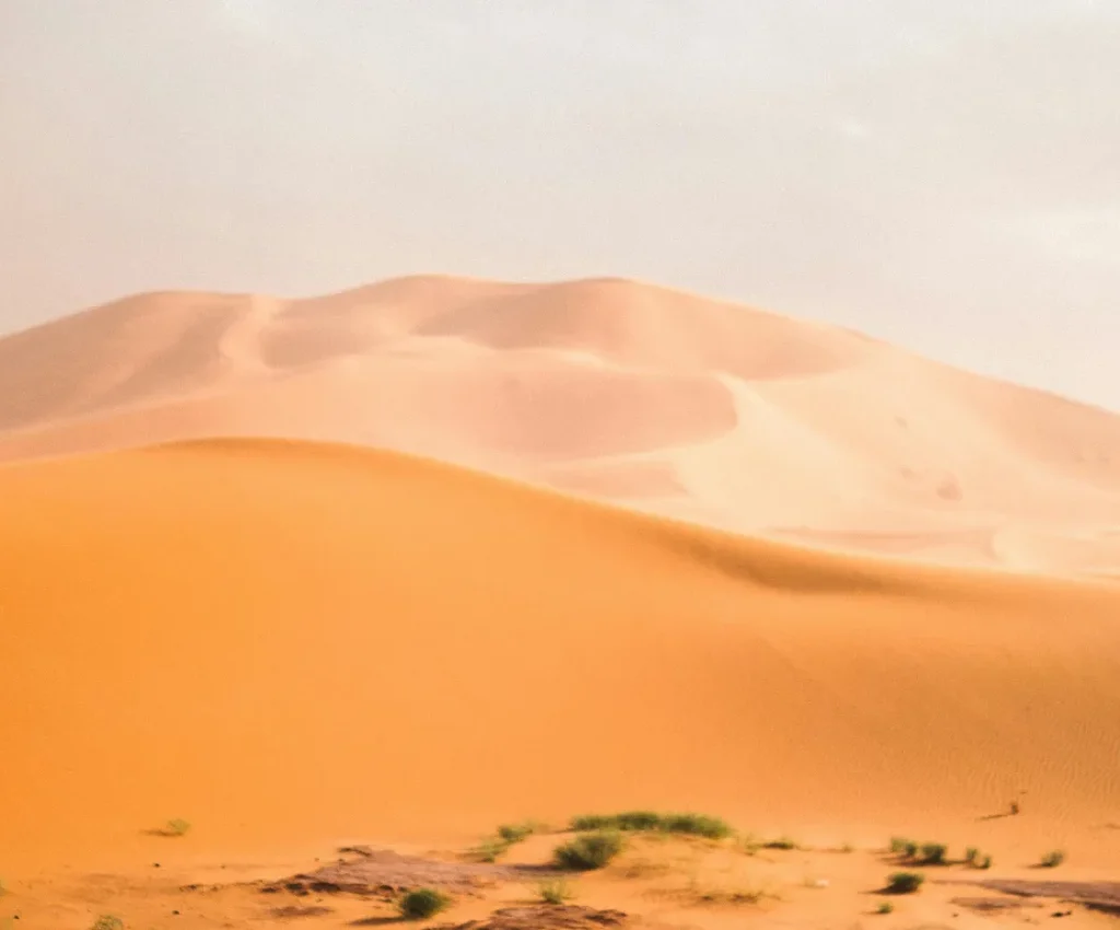 Experience the Sahara on a Stunning 3 Day Morocco Itinerary Golden dunes of the Sahara Desert at sunrise, a peaceful moment captured during a 3 day Morocco itinerary adventure.